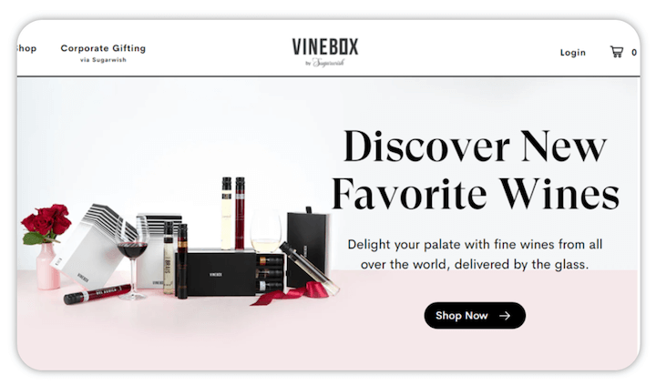 b2b website design examples and tips - vinebox's minimalist design