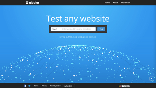 Screenshot of Nibbler home page.