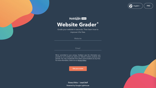Screenshot of HubSpot Grader home page.