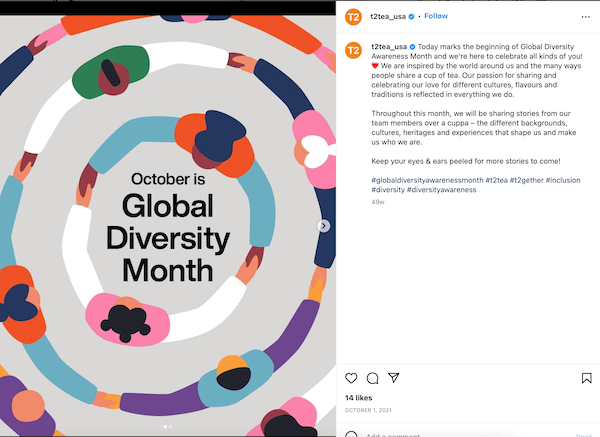 october marketing ideas - global diversity awareness month instagram post