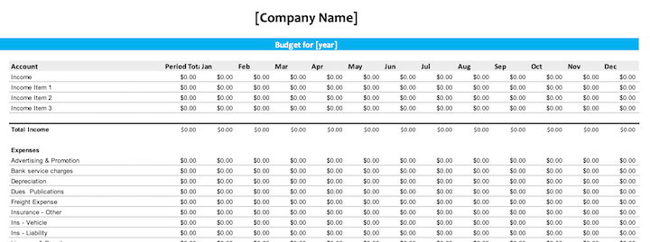 small business budget templates - itemized example