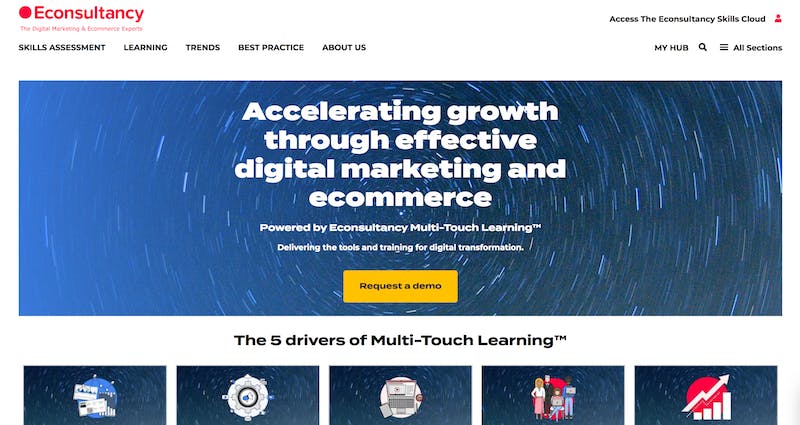 new econsultancy homepage and top navigation