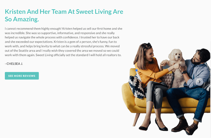 real estate website design examples - reviews on sweet living's website