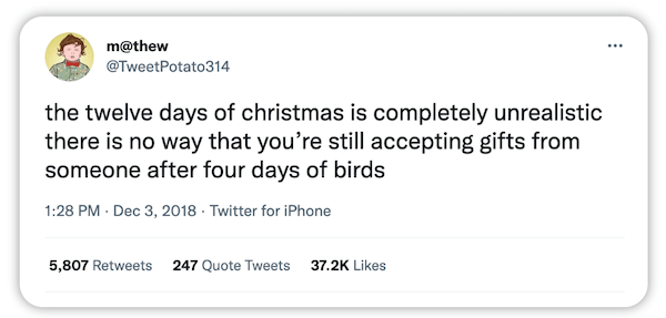 tweet about the 12 days of christmas