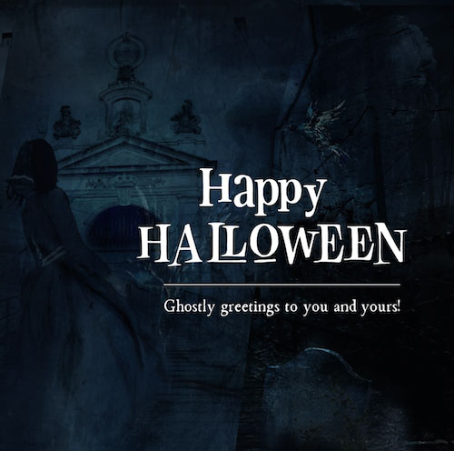 halloween greetings and sayings - happy halloween on a spooky background