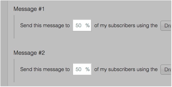 options for what percentage of subscribers to send the email