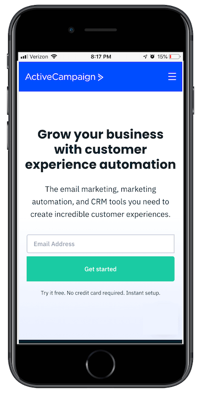 mobile-friendly landing page with email capture only